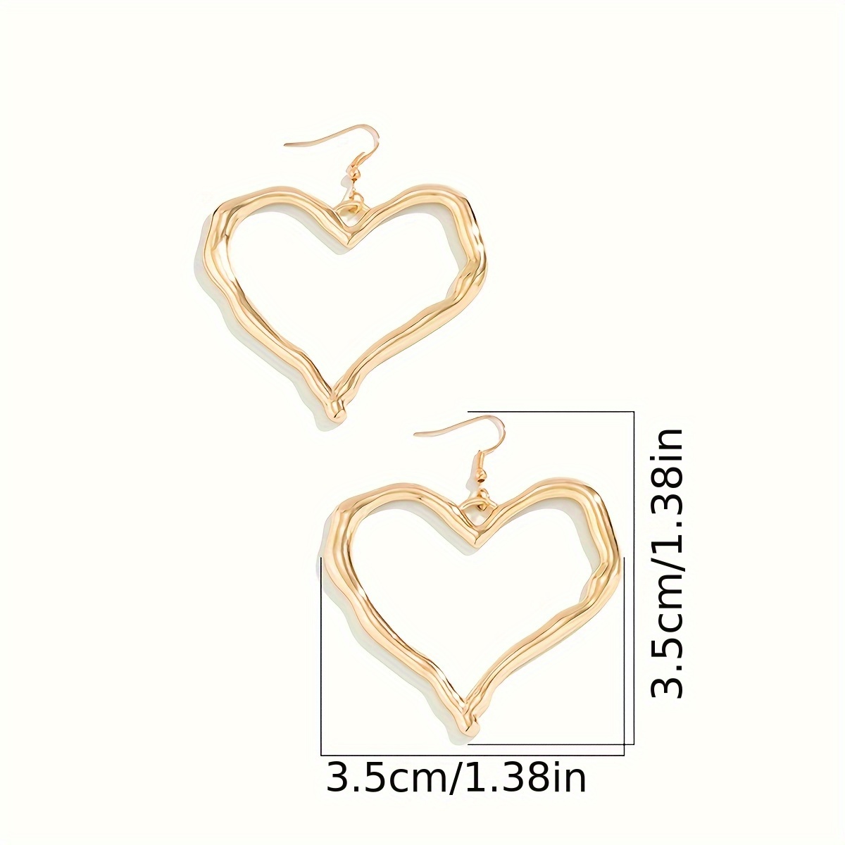 Golden and Silvery Large Peach Heart Earrings